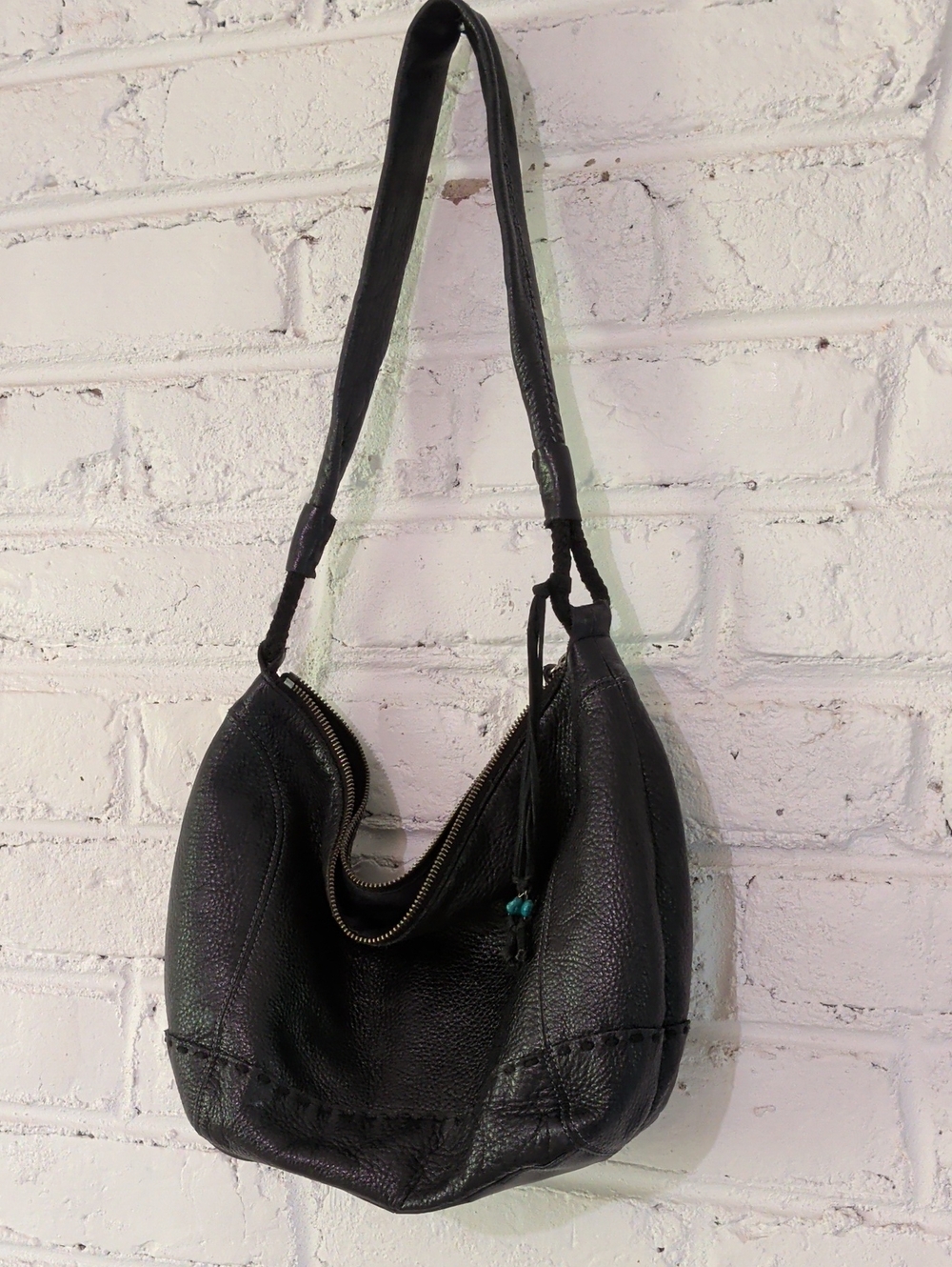 The Sak Black Leather Slouch Shoulder Bag